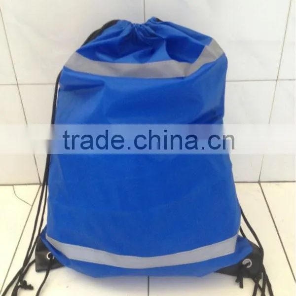 Polyester Dark Blue Sports Drawstring Bag