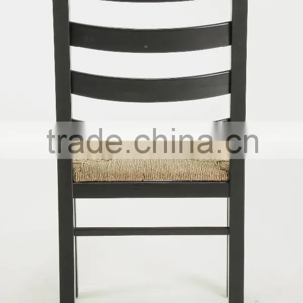 Rustic Wooden Home Useful Webbing Seat Black Armless Dining Chair/ Restaurant Chair(New Product) photo-3