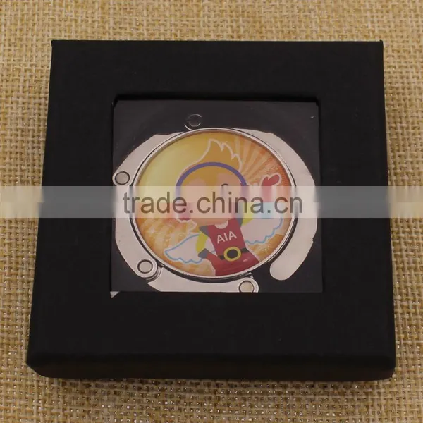 Custom Logo Printed Metal Purse Hanger /Round Bag Hanger With Soft Epoxy photo-4