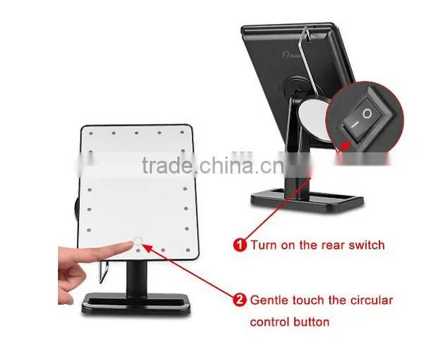 New Products Two Sides Foldable Solid Colored Portable LED Light Pocket Makeup Mirror photo-5