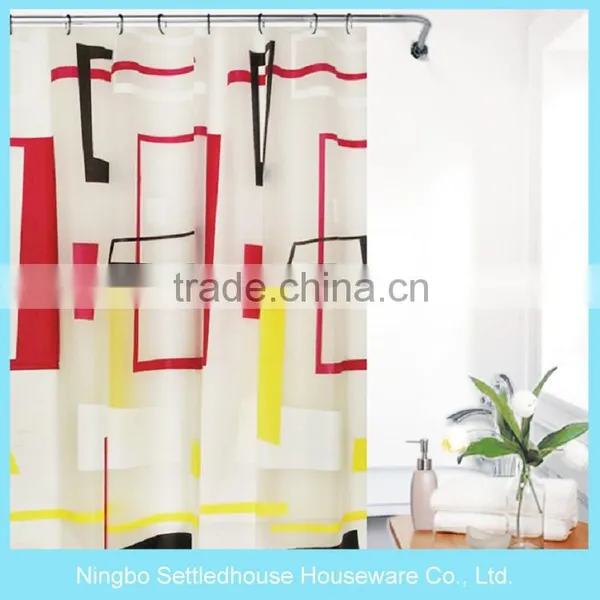 Customer's Drawing Request Quality Abstract Lines Printing PEVA Shower Curtain photo-2