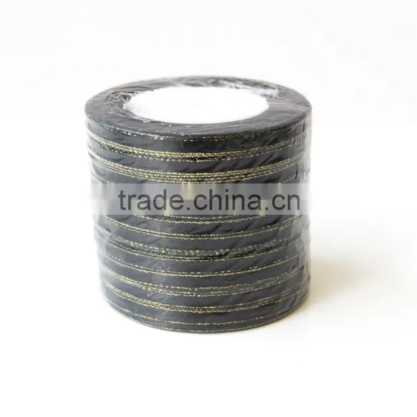 DIY Polyester Single Face Satin Ribbon With Gold or Silver Edge photo-5
