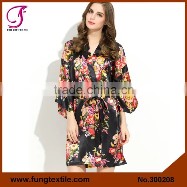 FUNG 3002 New Floral Satin Bathrobes For Women photo-4