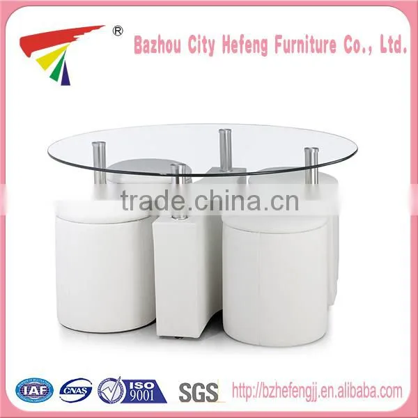 China Fashion Products Glass Coffee Table With Stools