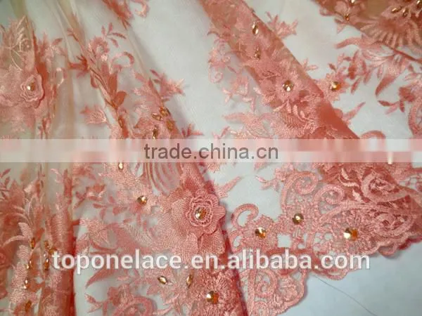 High Quality French Lace Fabric African Bridal Lace Fabrics Embroidery Lace Fabric for Wedding Dress photo-2