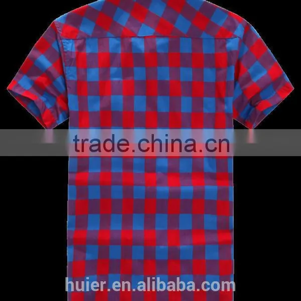 Fashion Design Polyester Cotton Fabric Check Shirt photo-3
