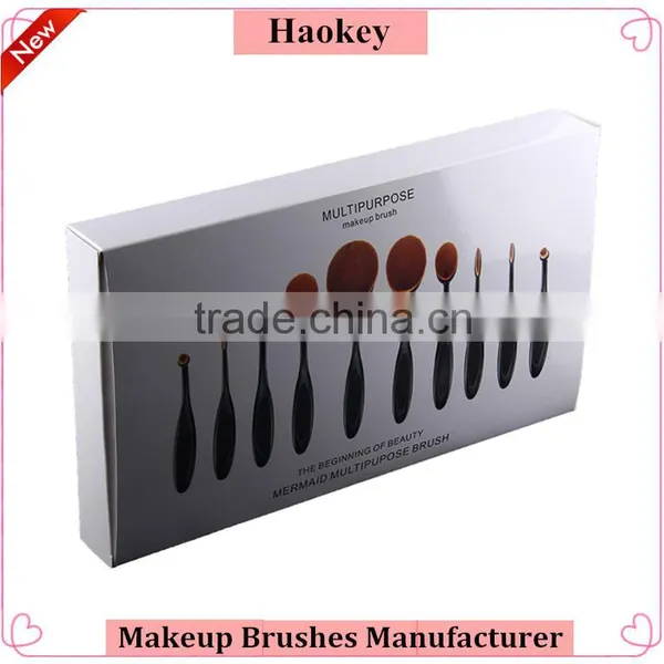 10pcs per Set Nylon Oval Make up Brush for Cosmetic and Foundation Brush With Makeup Brush Box photo-6