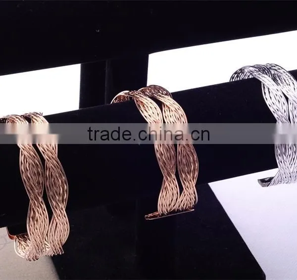 >>>European Style Women Girl Modern Jewelry Silver And Gole Plated Open Cuff Bangles Bracelets/ photo-4