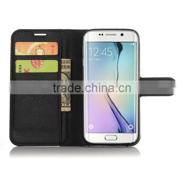 Hot Selling Ultra Thin Lichee PU Leather Case Wallet Folio Flip Cover for Samsung GALAXY S7 Edge photo-2