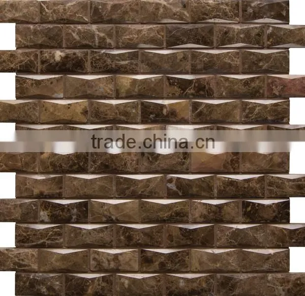 Polished Dark Emperador Marble Mosaic Picture photo-3