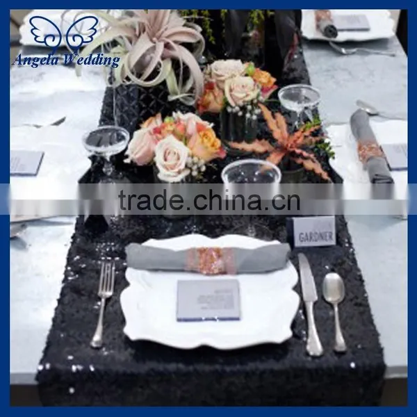 RU009H Cheap Sequence Decorative Metallic Black Sequin Table Runner photo-3