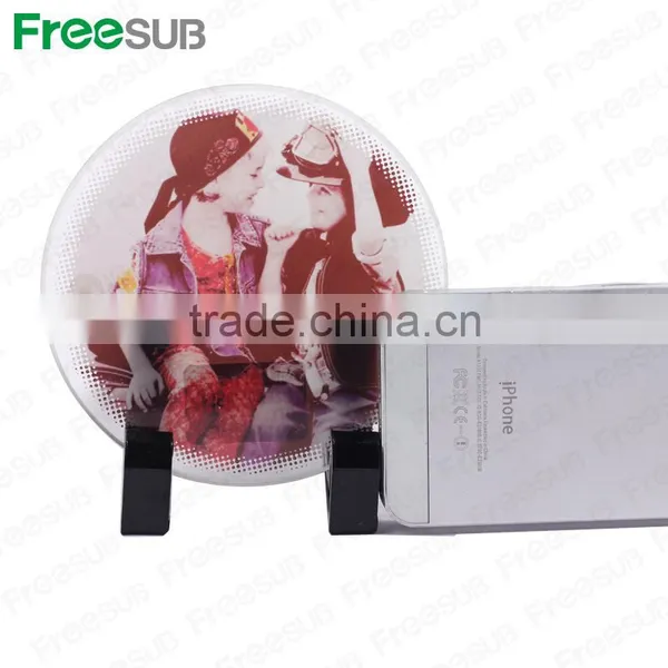 Logo Printing L100*H100*W4mm Round Coaster Sublimation Toughened Blank Glass Photo Coaster photo-2