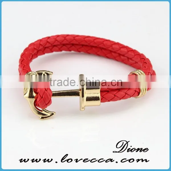 DIY Jewelry Fashion Bracelet Mens Navy Nautical Braided Leather Anchor Bracelet photo-2