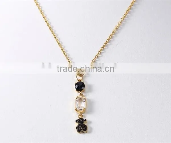 Guangzhou Biggest Wholesale Fashionable Black Bear Pendant Gold Plated Chain Necklace photo-6