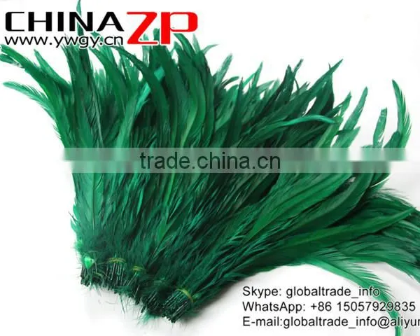 Top Supplier ZPDECOR Bulk Sale 35-40cm Length Best Quality Kelly Green Fully Dyed Rooster Chicken Feathers photo-4