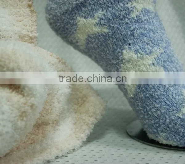 Lovely White Star Blue Fluffy Socks photo-2