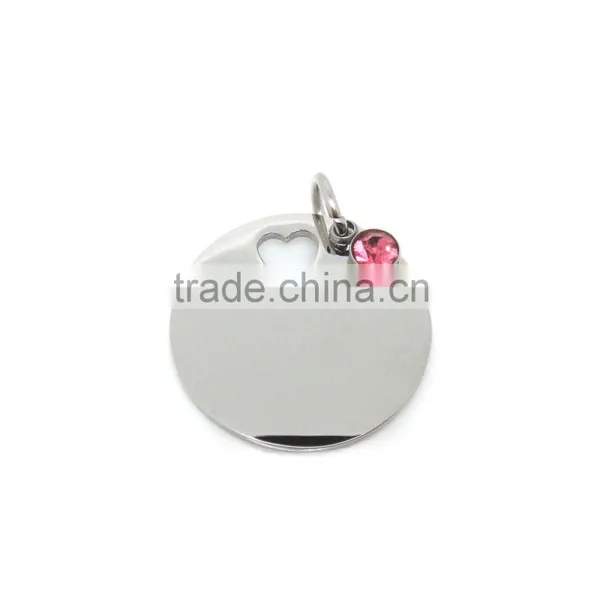 316l Stainless Steel Round Plate Pendant With Decorate Zircon photo-4