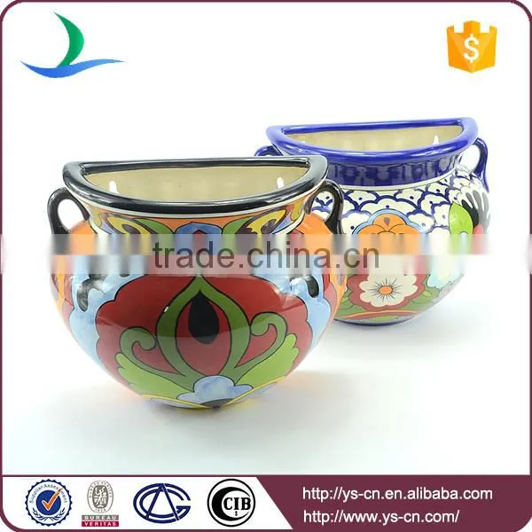 YSfp0010 Handprint Antique Flower Pot With Colorful Designs photo-2
