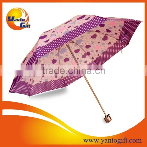 Custom Pink Color Three Folds Umbrella for Promotion photo-2