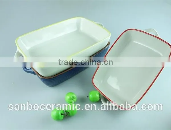 Colorful Cute Ceramic Bakingdish Rectangular Baking Dishes Stoneware Bakeware With Handles photo-2