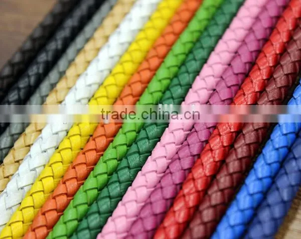 3mm 4mm 5mm Genuine Round Braided Leather Cord For Jewelry, Colored Leather Cord photo-2
