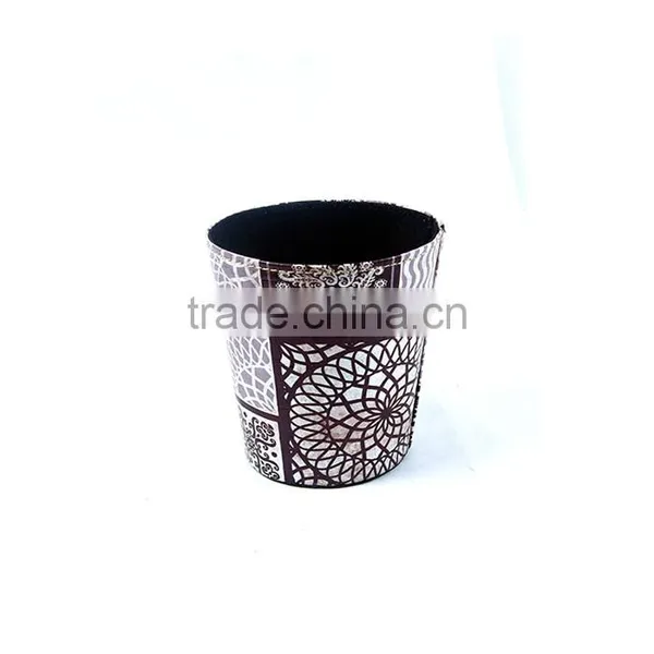 Flower Print Waste Bin Faux Leather Trash Can For Kicthen/Livingroom/Bathroom photo-2
