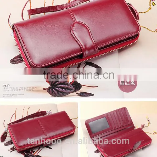 New Fashion Women Sheepskin Handbag Purse Leather Wallet Card Package Long Wallet photo-5