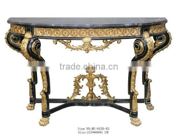 Living Room Furniture Set Classical Marble Top Console Table With Framed Mirror photo-2