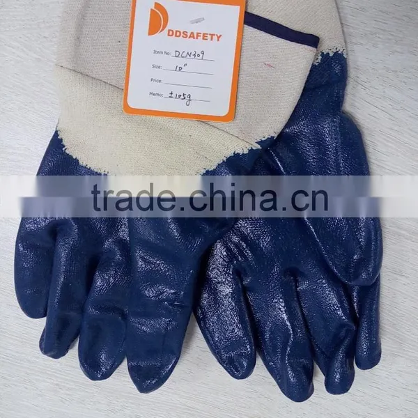 DDSAFETY 2017 Guante Nitrilo Con Puno De Seguridad O Puno Tejido Forro 100% Jersey Algodon photo-2