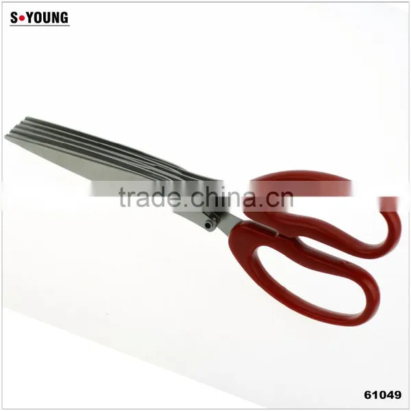 61049 New Design And High Quality Snipping Shearing Plastic Household Kitchen Stainless Steel 5 Blades Herb Scissors photo-2
