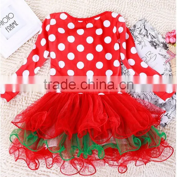 2015 New Christmas Girls Dress Long-Sleeve Dot Dresses Kids Cotton Children's Christmas Gift Party Costume Princess Dress photo-3