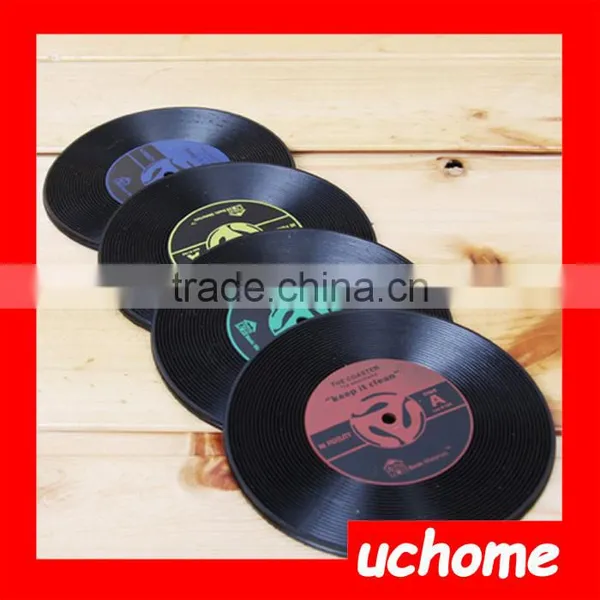 UCHOME Retro Vinyl Record Round Silicone Coasters Record Cup Mat Drinks Coasters Cup Mat Coaster photo-5