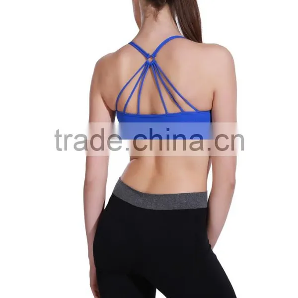 Ladies Custom Strappy Criss-cross Solid Sports Bra With Removable Pads photo-2