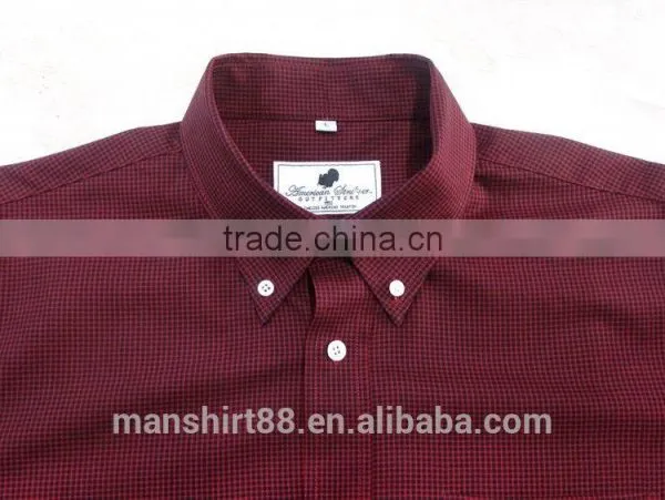 Button Down Collar Long Sleeve Gingham Causal Men Shirt 100% Cotton photo-2
