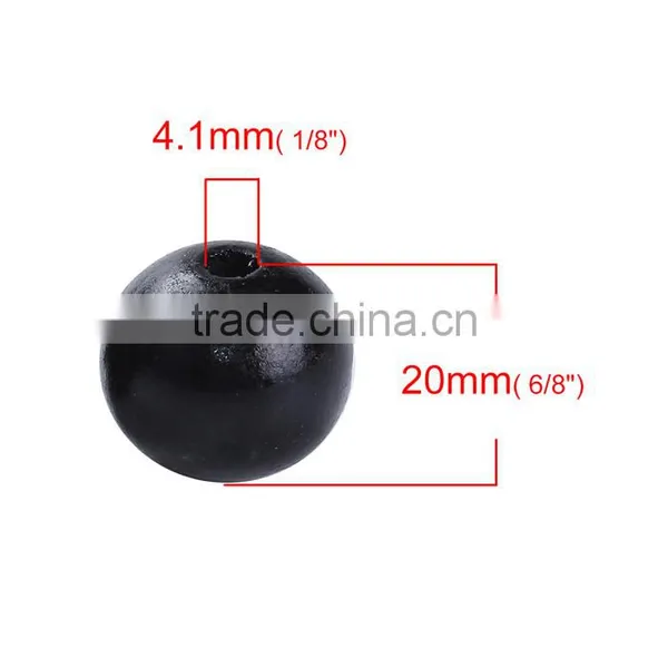 High Quality Round Black Printing Hinoki Wood Beads photo-2