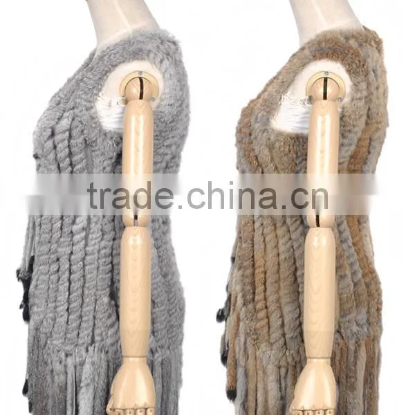 YR164 Rabbit Vest With Long Tassel/Supplier From China Natural Rabbit Fur Vest photo-3