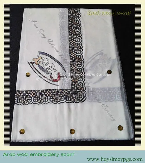 Arab Wool Embroidery Scarf / Arab Wool Acrylic Embroidery Scarf / Arab Scarf / Muslim Hijab Scarf photo-5
