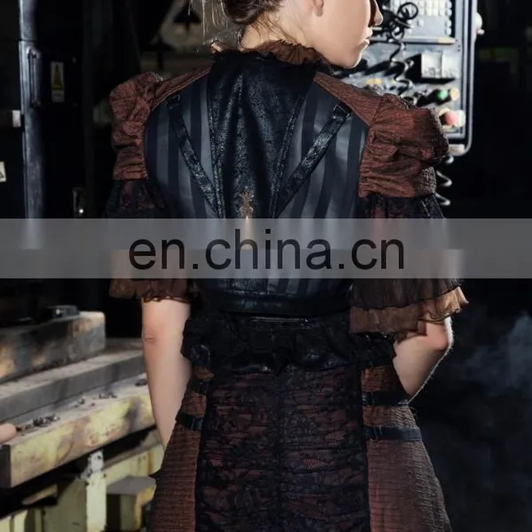 Steampunk Style Crop Top Jacket With Fluonce Layered Sleeves photo-6