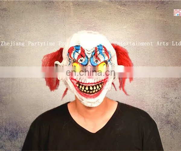 Carnival Halloween Party Red Hair Clown Joker Latex Full Head Mask photo-4