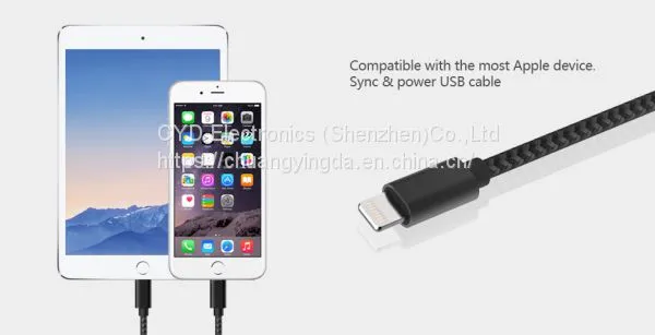 MFi Lightning Metal Nylon Braided Cable for Apple IPhone, IPad, With 8-pin Sync Data/Charging photo-3