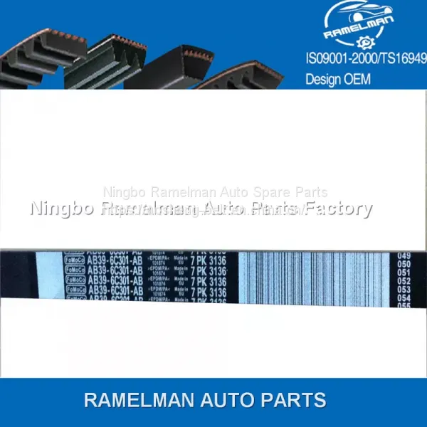 Supply Auto Poly v Belt High Quality Belt Oem AB39-6C301-AB/7PK3136 EPDM /CR Material Fan Belt/ pk Belt photo-3