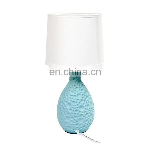 China Wholesale Custom Ceramic Base Uneven Surface Nordic Office Home Matte Blue Bedside Lamps for Hotel photo-2