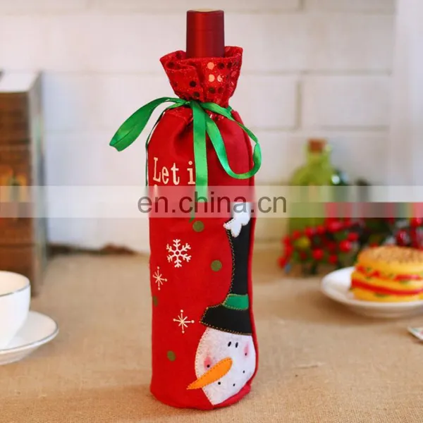 2020 Snowman Party Ornament Champagne Red Wine Bottle Covers Bag for Christmas Decor Home Navidad photo-2