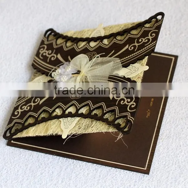 Wholesales 2016 Classic Wooden Wedding Invitation With Handbag photo-3