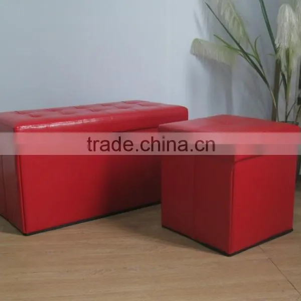 Colorful Leather Storage Ottoman Folding Stool photo-5