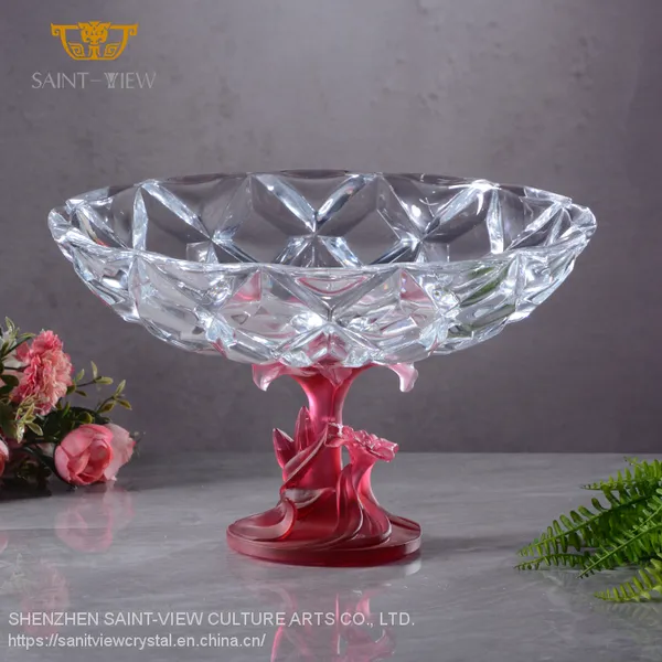 Nordic Home Office Hall Decor Custom Lily Pie Cake Fruit Crystal Dish Bowl photo-3