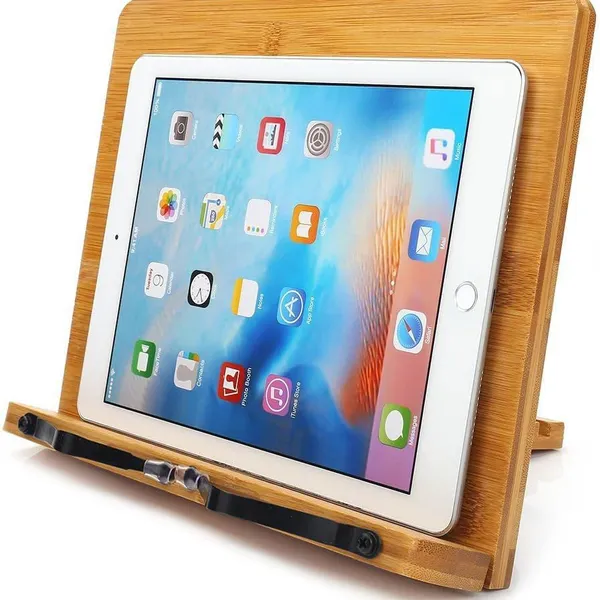 Cookbook Holder Adjustable Book Cookbook Holder Book Stand Tablets Holder Reading Rest Stand Bamboo Craft Bamboo Book Stand photo-2
