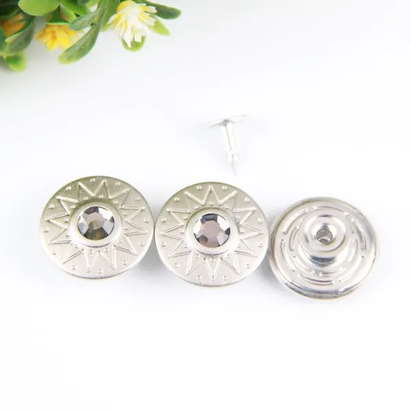 Denim Button Jeans Clothes Engraved Brass and Rivet Jeans Jacket Logo Custom Metal Buttons for Denim Jeans With Diamond photo-2