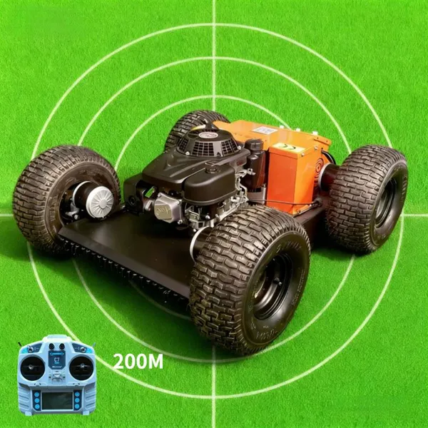 Solar Farms Under-panel Grass Cutting 550mm Gasoline Engine Remotely Controlled Wheel Brush Mower Made in China Manufacturer photo-6