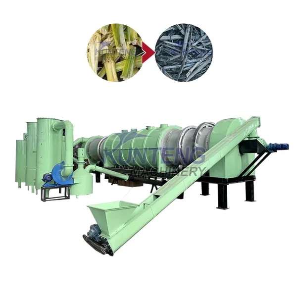 Four de carbonisation à grande capacité pour four de carbonisation de biomasse alimenté au gaz de charbon de bois, ligne de production de biochar EPC